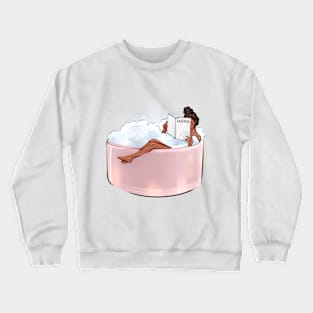 Addicted girl in pink bathtub Crewneck Sweatshirt